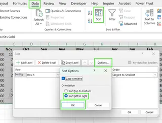 How to sort left to right in Excel. 11