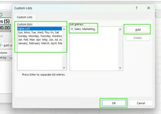 How to create a custom sort list in Excel. 12