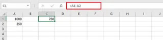 Subtracting two columns in Excel