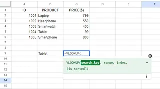 Typing the VLOOKUP formula in Excel 3
