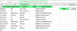 perform INDEX MATCH using helper column in excel. 4