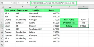 Array INDEX MATCH with multiple criteria in excel 5