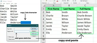 メモ帳とExcelを使用してセルを結合する。 7