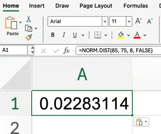 Excel NORM.DIST() function with FALSE 3