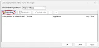 How to create a new rule in the Conditional Formatting Rules Manager. Image by Author. 4