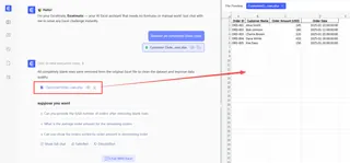Using an AI agent like Excelmatic to remove blank rows with a simple command. 1