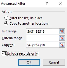 Advanced Filter dialog box 10