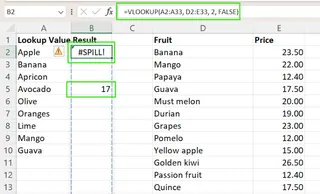 Excel #SPILL! error from VLOOKUP() function 10