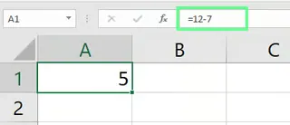Subtracting numbers in Excel using the minus sign. 1