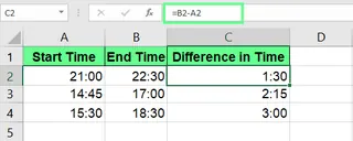 Subtracting the time in Excel. 10