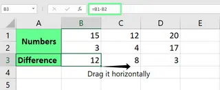 Subtracting multiple row in Excel. 6
