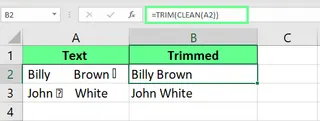 Remove non-printable characters using TRIM and CLEAN functions in Excel. 6