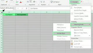 Unhiding all the rows in Excel in one go 1