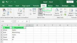 Unhiding all rows by clearing filters in Excel. 8