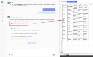 Excelmatic interface showing a user typing 