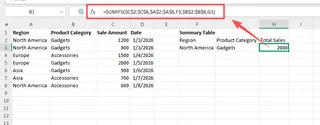 A complex SUMIFS formula in an Excel sheet