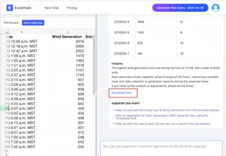 Download data from excelmatic.ai