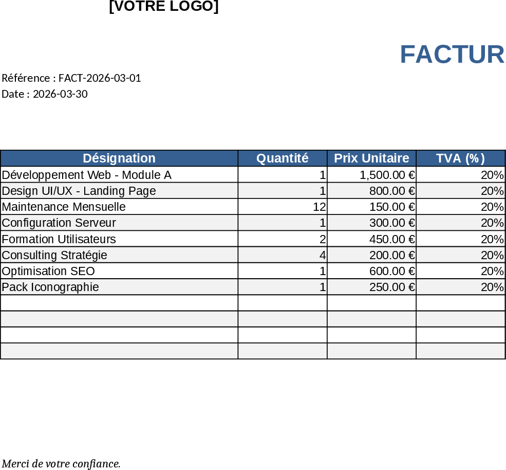 Range Ta Vie Professional Invoice A4 Template