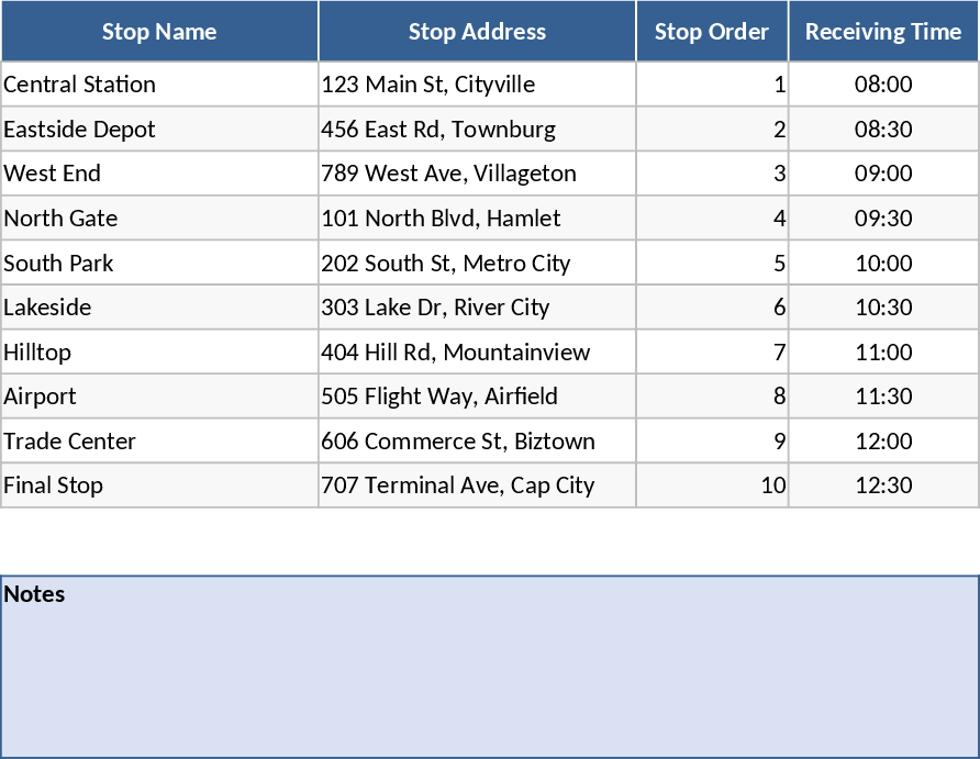 Wochen-Routenbuch Vorlage