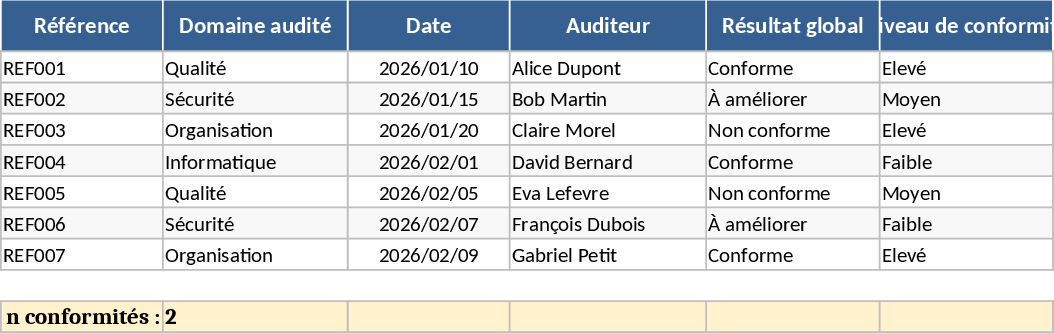 MCA Bureautique Audit Vorlage