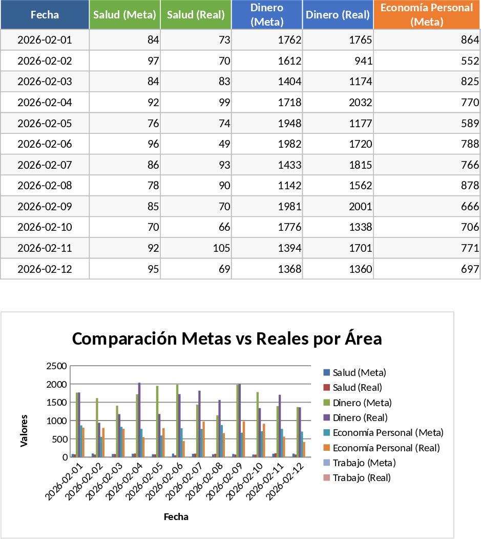 Ziel-Tracking Vorlage
