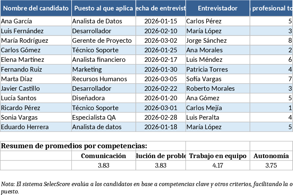 SelecScore PRO Recruiting Vorlage