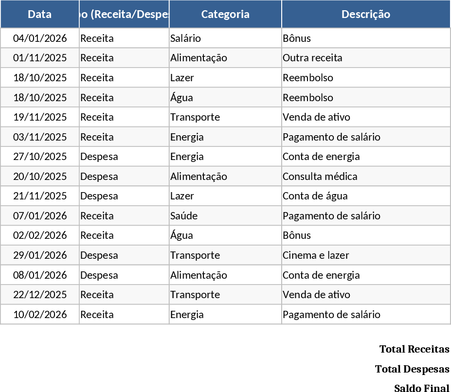 Finanz- & Schulden- Vorlage