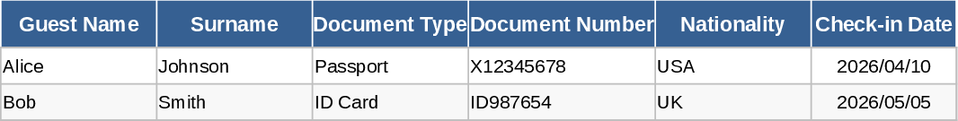 BnB Buchungs- & Umsatz- Vorlage