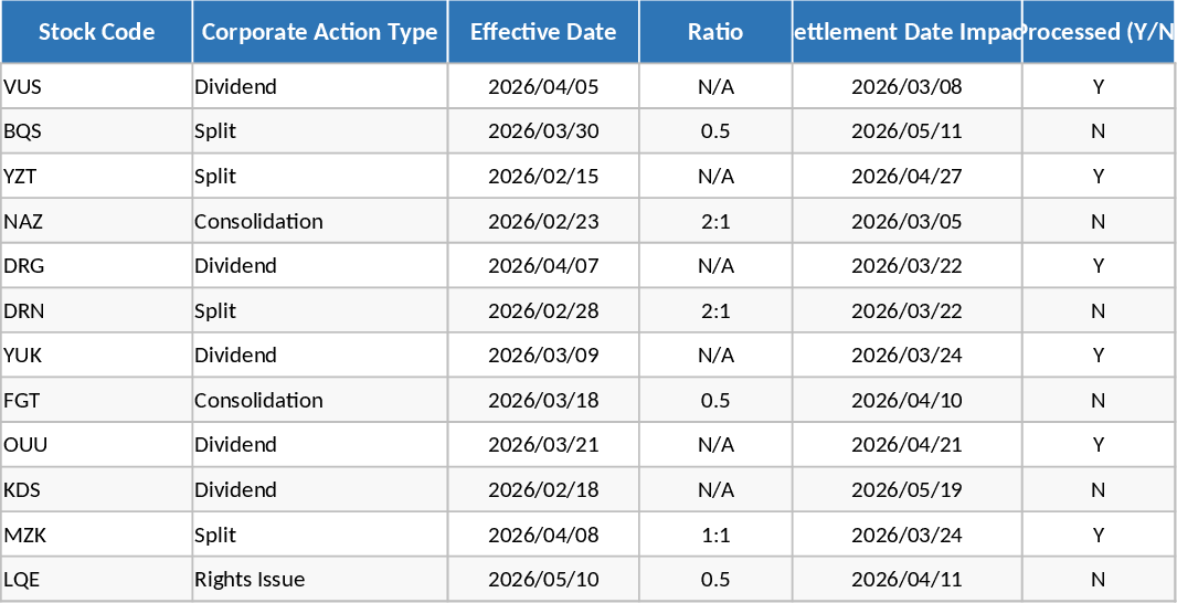 Kapitalmaßnahmen Vorlage