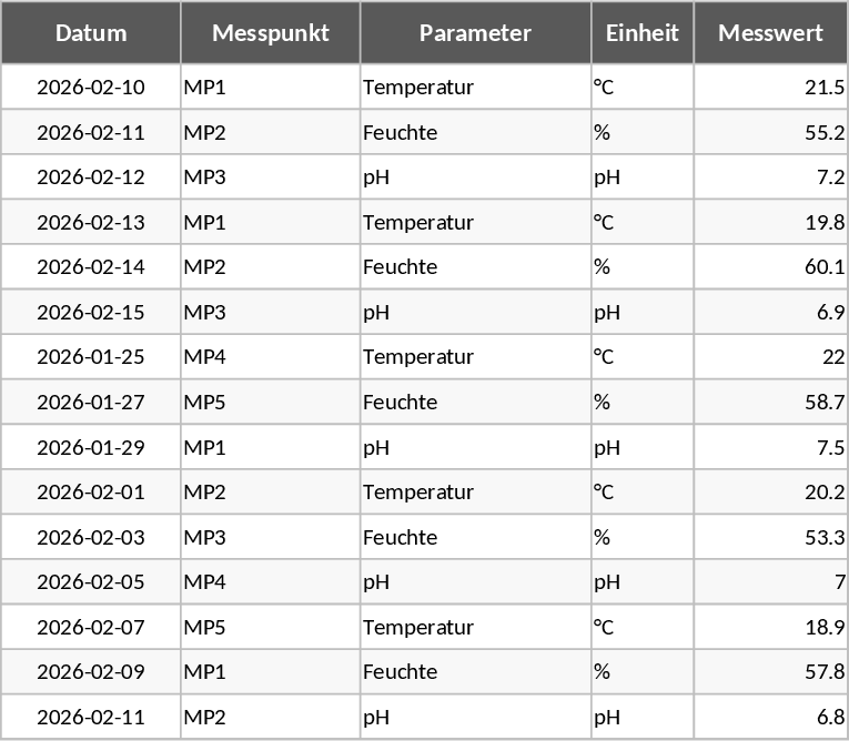 Messwertanalyse Vorlage