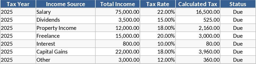 Steuer-Rechner Vorlage