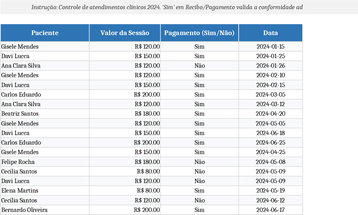 Monthly Patient Billing Tracker Template