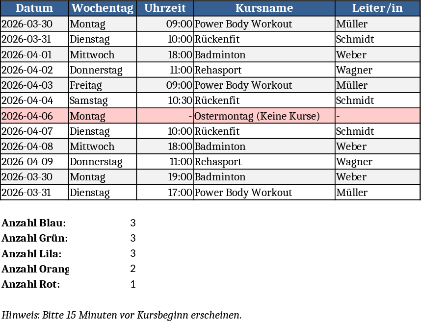 Sports Training Schedule April 2026 Template