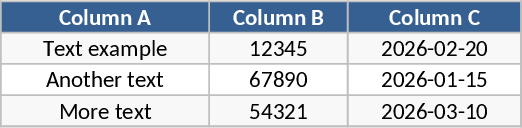 블루 4x3 그리드 테이블 템플릿