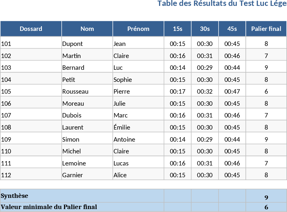루크 레제 테스트 후보 평가 템플릿