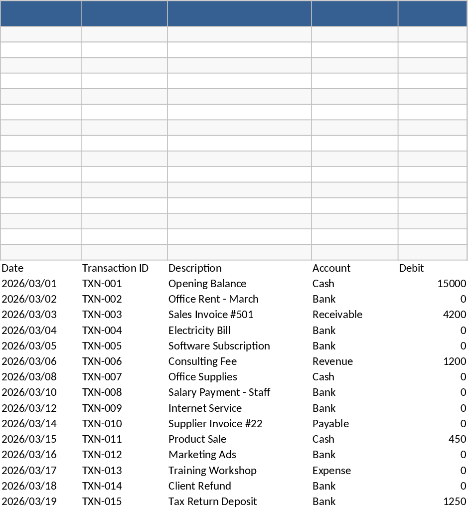 Simple Bookkeeping Tracker Template