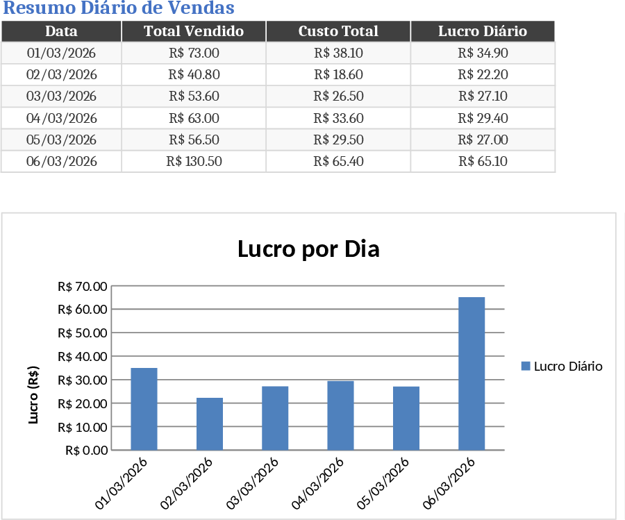 Daily Sales & Profit Analyzer with Turnover Graphs Template