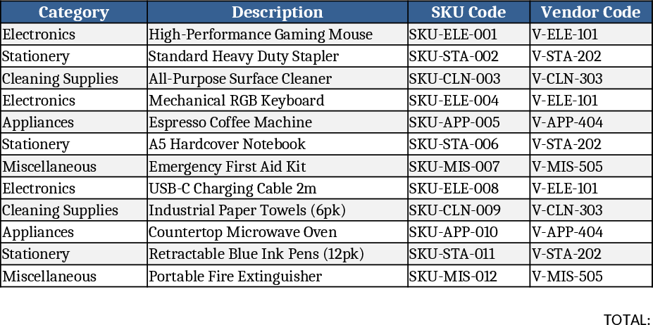 월간 재고 추적 템플릿