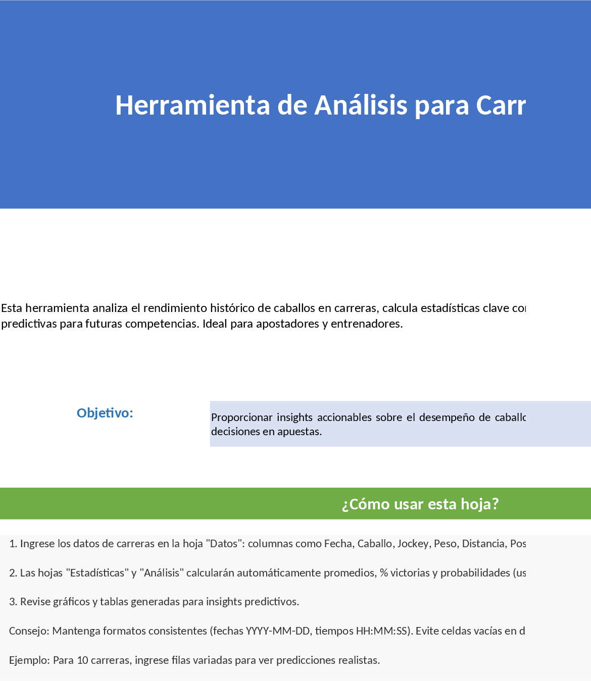 Horse Racing Performance & Probability Analysis Template