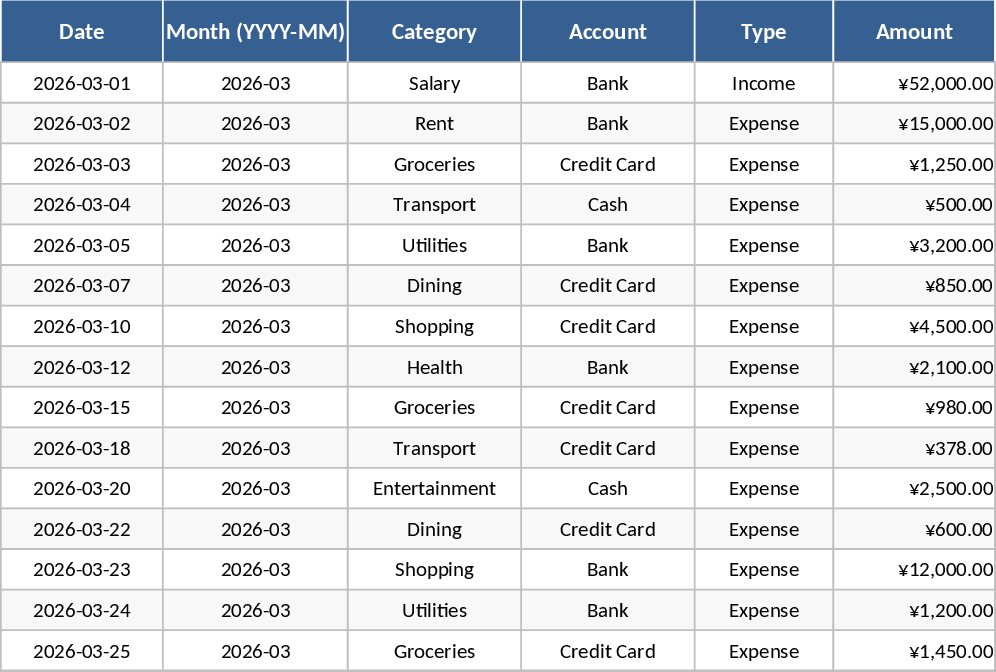 개인 월간 예산 및 지출 추적 템플릿