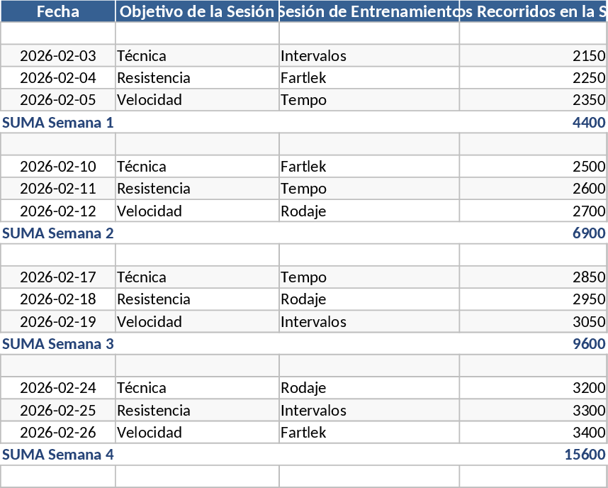 마코스 마스터 수영 클럽 훈련 계획 템플릿