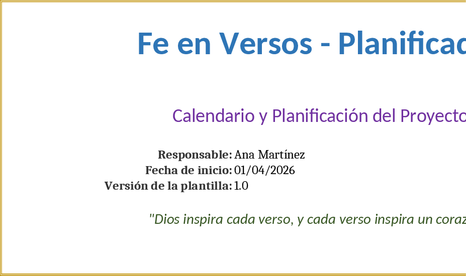 Fe en Versos Calendar Planner Template