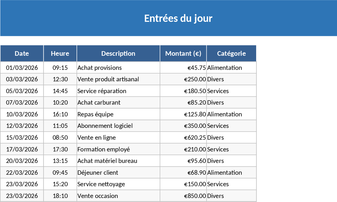 Daily Entry Tracker with Monthly View Template