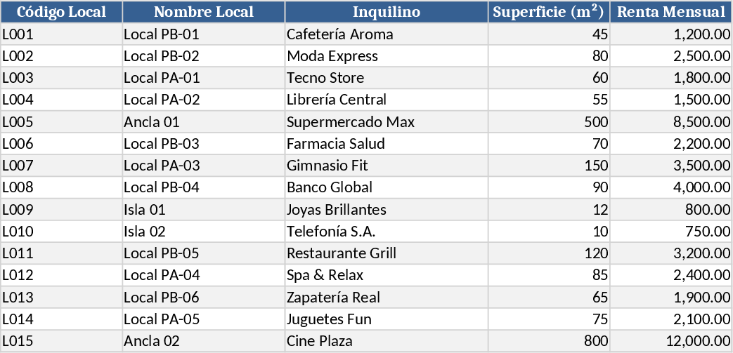 Shopping Plaza Rental & Maintenance Budget Template